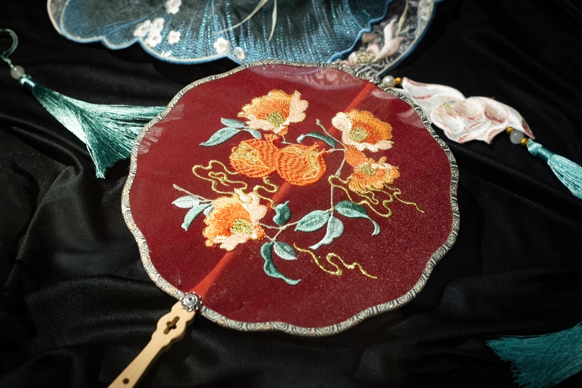 Embroidered textile panel for interior design